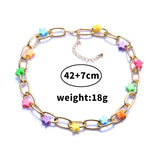Metal Link Charm Necklace With Star Pendants Girls