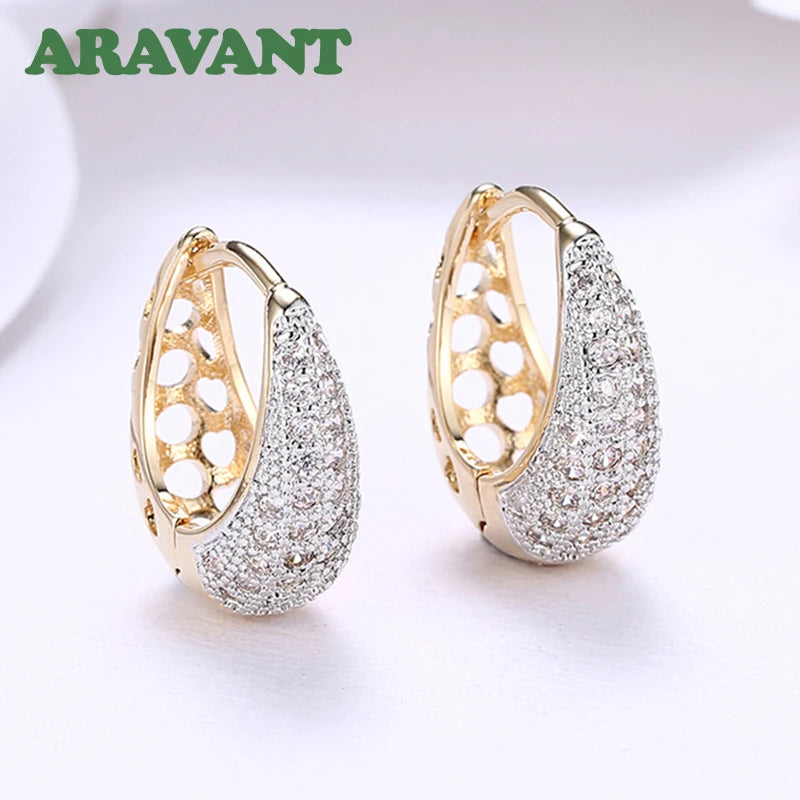 Zircon Crystal Hoop Earrings Wedding Ear Rings