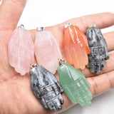 6pcs Natural Stone Palm Shape Charms Pendants for DIY Jewelry Making