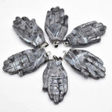 6pcs Natural Stone Palm Shape Charms Pendants for DIY Jewelry Making