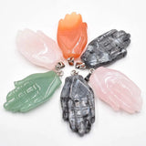 6pcs Natural Stone Palm Shape Charms Pendants for DIY Jewelry Making