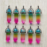 3-Color Glass Pillar Point Charm Pendants for Jewelry Making 24pcs/lot