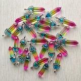 3-Color Glass Pillar Point Charm Pendants for Jewelry Making 24pcs/lot