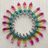 3-Color Glass Pillar Point Charm Pendants for Jewelry Making 24pcs/lot