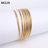 Stainless Steel Bangle Charm Bracelet for Women 7PCs/Set