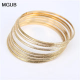 Stainless Steel Bangle Charm Bracelet for Women 7PCs/Set