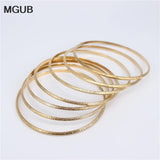 Stainless Steel Bangle Charm Bracelet for Women 7PCs/Set
