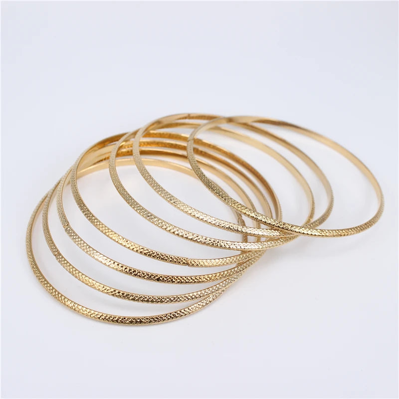 Stainless Steel Bangle Charm Bracelet for Women 7PCs/Set