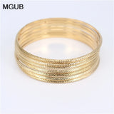 Stainless Steel Bangle Charm Bracelet for Women 7PCs/Set