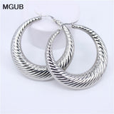Stainless Steel Women Hoop Earrings Girls Earrings Round 23-48mm SL422