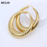 Stainless Steel Women Hoop Earrings Girls Earrings Round 23-48mm SL422