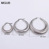Stainless Steel Women Hoop Earrings Girls Earrings Round 23-48mm SL422
