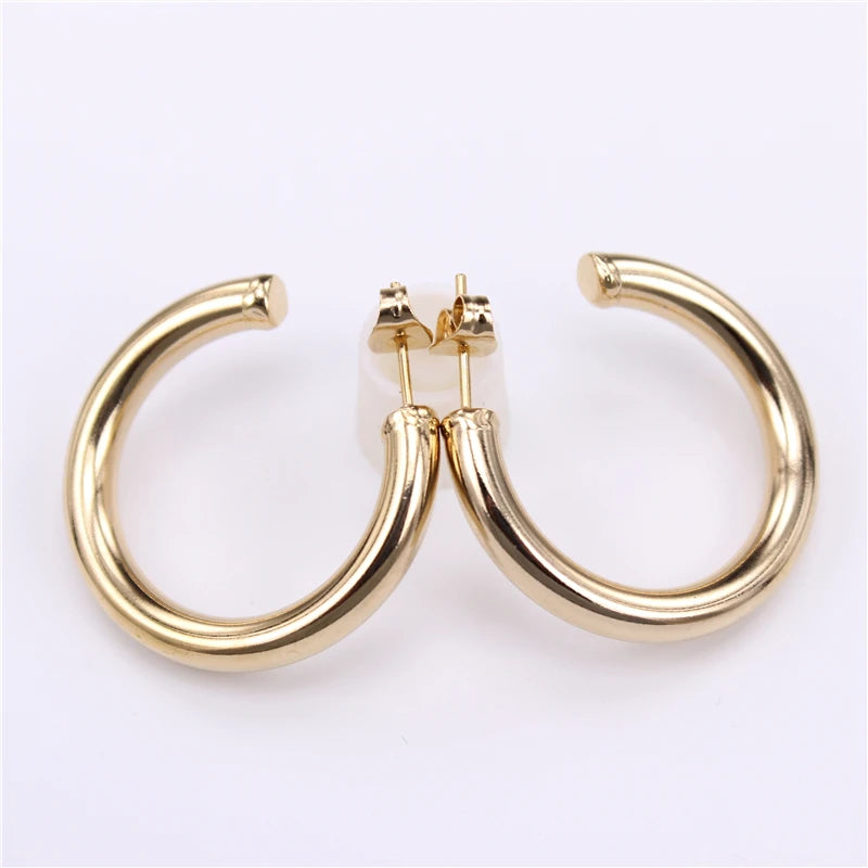 Stainless Steel Circle Creole Earrings for Women LH987