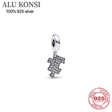 925 Sterling Silver Beads MOM Alphabet Charm Beads Fit Pan Bracelets Women