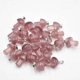 Cat Eye Stone Leaf Mushroom Pendants Lot of 24 for Jewelry Making
