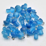 Cat Eye Stone Leaf Mushroom Pendants Lot of 24 for Jewelry Making