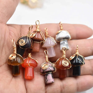 Natural Stone Quartz Crystal Leaf Mushroom Shape Pendants 20pcs/lot