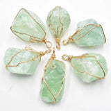 Green Fluorite Irregular Pendants for Jewelry Making