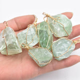 Green Fluorite Irregular Pendants for Jewelry Making