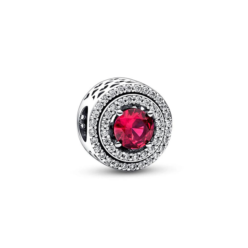 Red Sparkling Levelled Round Charm 925 Sterling Silver Beads for Women Bracelet