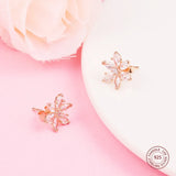 925 Silver Sparkling Herbarium Stud Earrings Original Jewelry Brincos