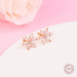 925 Silver Sparkling Herbarium Stud Earrings Original Jewelry Brincos