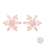 925 Silver Sparkling Herbarium Stud Earrings Original Jewelry Brincos