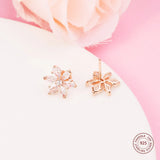 925 Silver Sparkling Herbarium Stud Earrings Original Jewelry Brincos