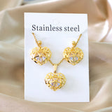 Water Drop Pendant Necklace and Earrings Set CZ Stainless Steel Jewelry