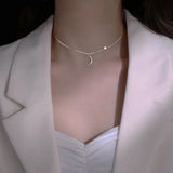 925 Silver Moon Necklace Choker for Women