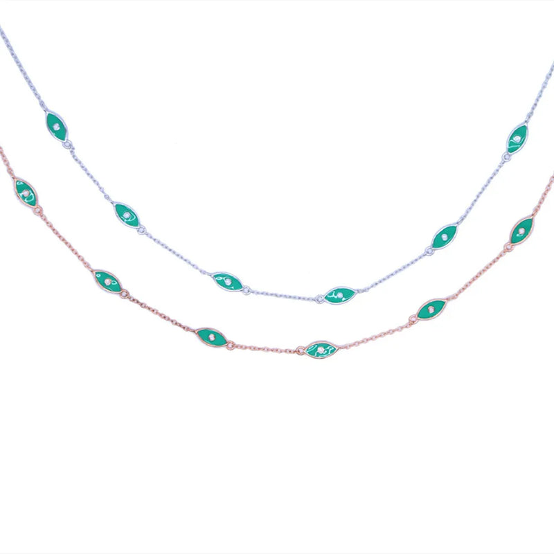 925 Silver Ocean Sea Eye Charm Pendant Necklace Enamel Women Choker