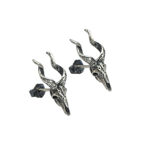 Antique Sterling Silver Sheep Head Stud Earring Gothic Punk Jewelry