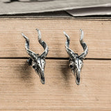 Antique Sterling Silver Sheep Head Stud Earring Gothic Punk Jewelry