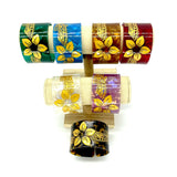 Acrylic Tortoise Shell Cuff Bracelet Bangle with Flower Carvings