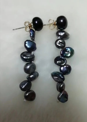 Baroque Pearl Silver Stud Dangle Earrings