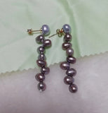Real Gray Pearl S925 Silver Dangle Earrings
