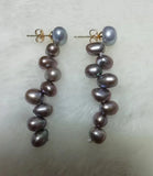 Real Gray Pearl S925 Silver Dangle Earrings