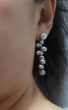 Real Gray Pearl S925 Silver Dangle Earrings