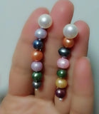 Multicolor Pearl S925 Silver Stud Dangle Earrings