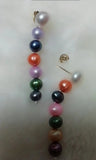 Multicolor Pearl S925 Silver Stud Dangle Earrings