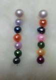 Multicolor Pearl S925 Silver Stud Dangle Earrings