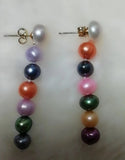 Multicolor Pearl S925 Silver Stud Dangle Earrings