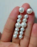 Sterling Silver Pearl Dangle Earrings, Wedding Party Gift