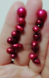 Purple Red Pearl S925 Silver Stud Long Dangle Earrings