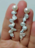 Real Pearl S925 Silver Dangle Earrings, Lady Gift