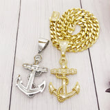 Iced Bling Anchors CZ Hip Hop Pendant Necklace
