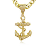 Iced Bling Anchors CZ Hip Hop Pendant Necklace