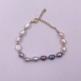 Stainless Steel Bracelet Natural Pearl Pink Gray High Woman
