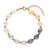 Stainless Steel Bracelet Natural Pearl Pink Gray High Woman