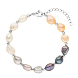 Stainless Steel Bracelet Natural Pearl Pink Gray High Woman